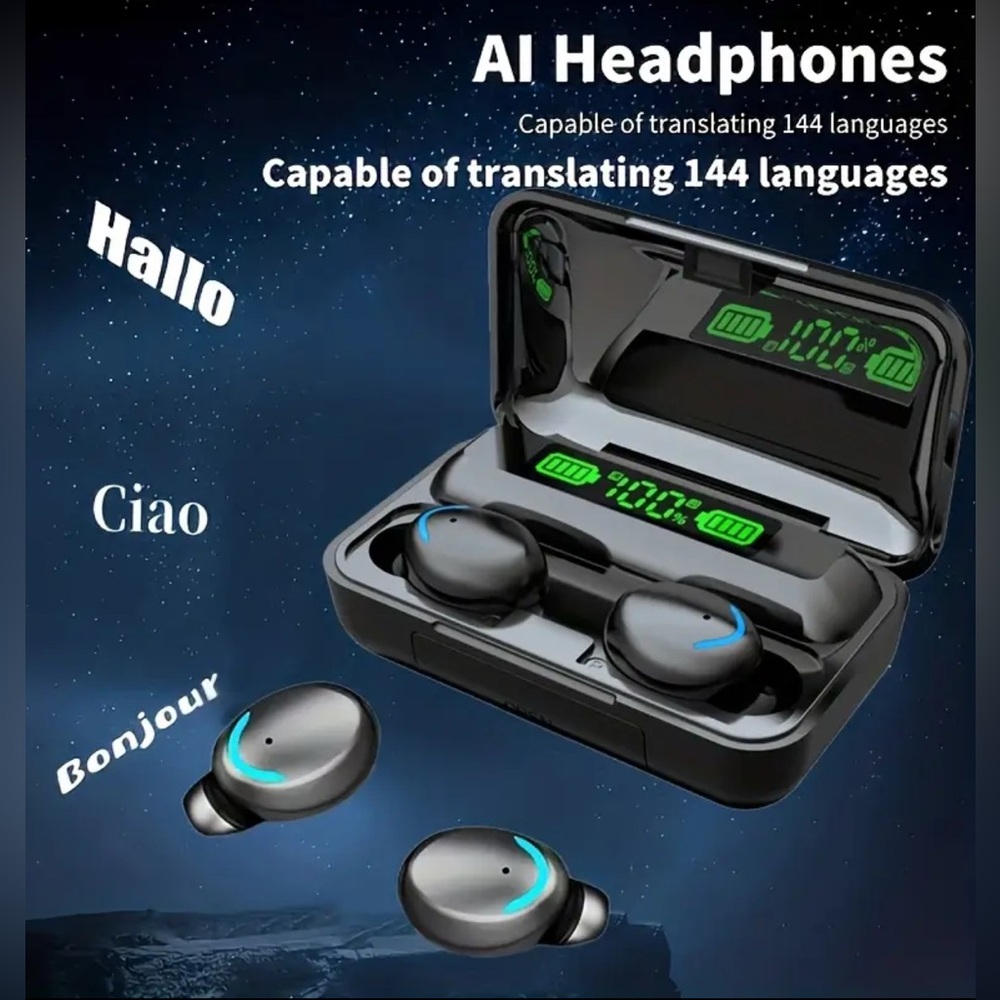Wireless Earbuds Artificial Intelligence Language Translation Charging Case NIB